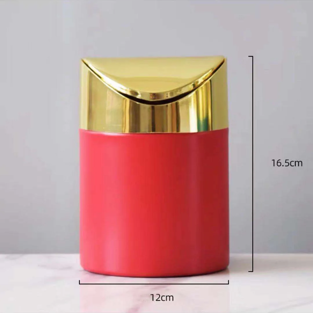 Desktop Trash Can Light Luxury Household Mini Clamshell Paper Basket Office Garbage Collection Bucket Creativity
