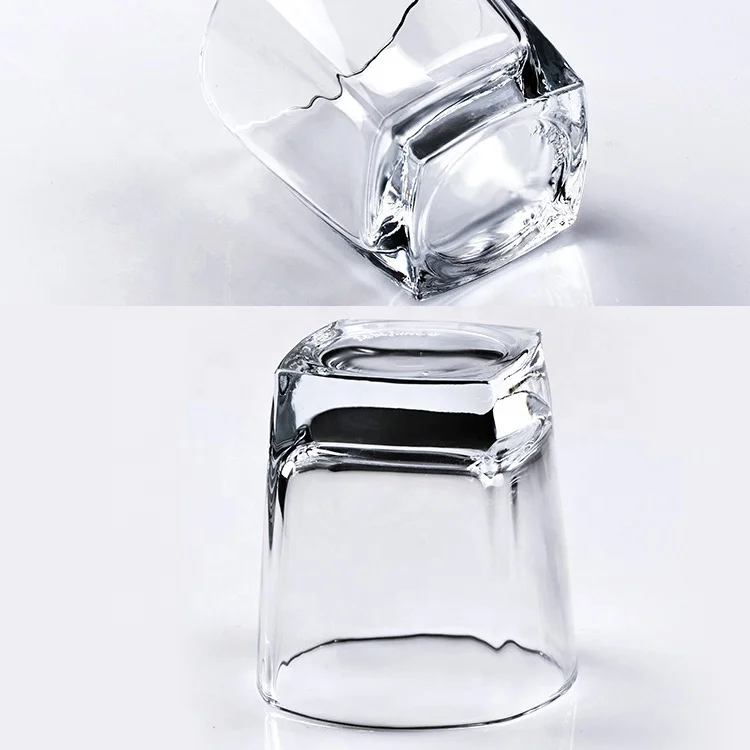 Blinkmax Creative Transparent Square Water Whiskey  Glass Bar Shot Glass Heat-Resistant Hotel Restaurant Use Glass Mug