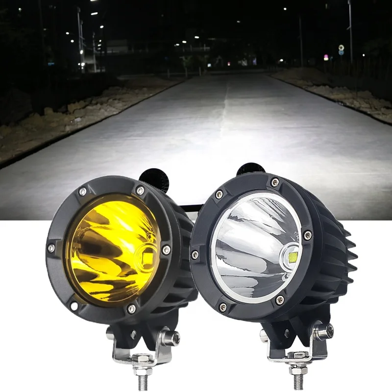 
4' 4inch 50W White Yellow Amber Round Aurora Lighting offroad LED driving Fog Lights 