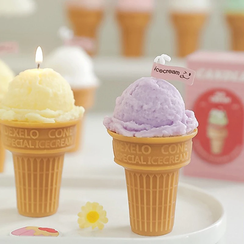 AIKUN New Arrival Refined Paraffin Wax Soy Wax Scented Candles Ice Cream Shape Candles For Summer Gifts