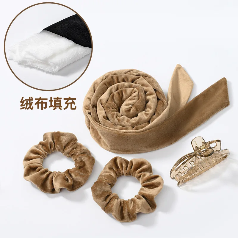 1.6 m Soft Velvet Curling Rod Headband Heatless hair Curler overnight Sleep No Heat Wave Curls Hair Roller with Scrunchies Clips