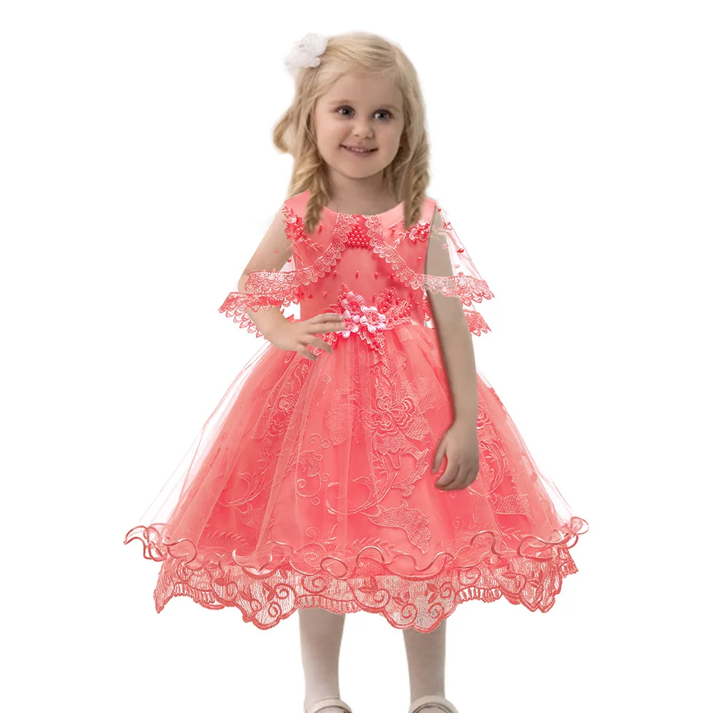 Latest Baptism kids baby girl dress with lace cape for 0-2 years birthday party