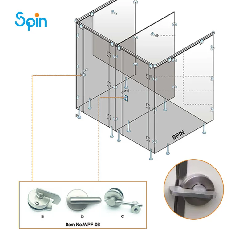 WC cubicle Partition Hardware Zinc bathroom coin indicator door lock Toilet Partition