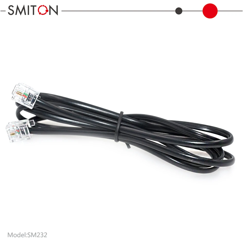 PVC Flat 2 Cores RJ11 to RJ11 6P2C Cable for Telephone