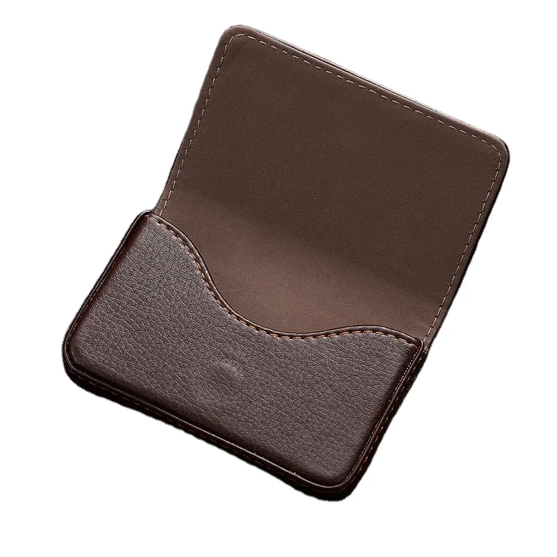 Men business PU named card case portable folder creative leather thicker card holder with magnetic clasp