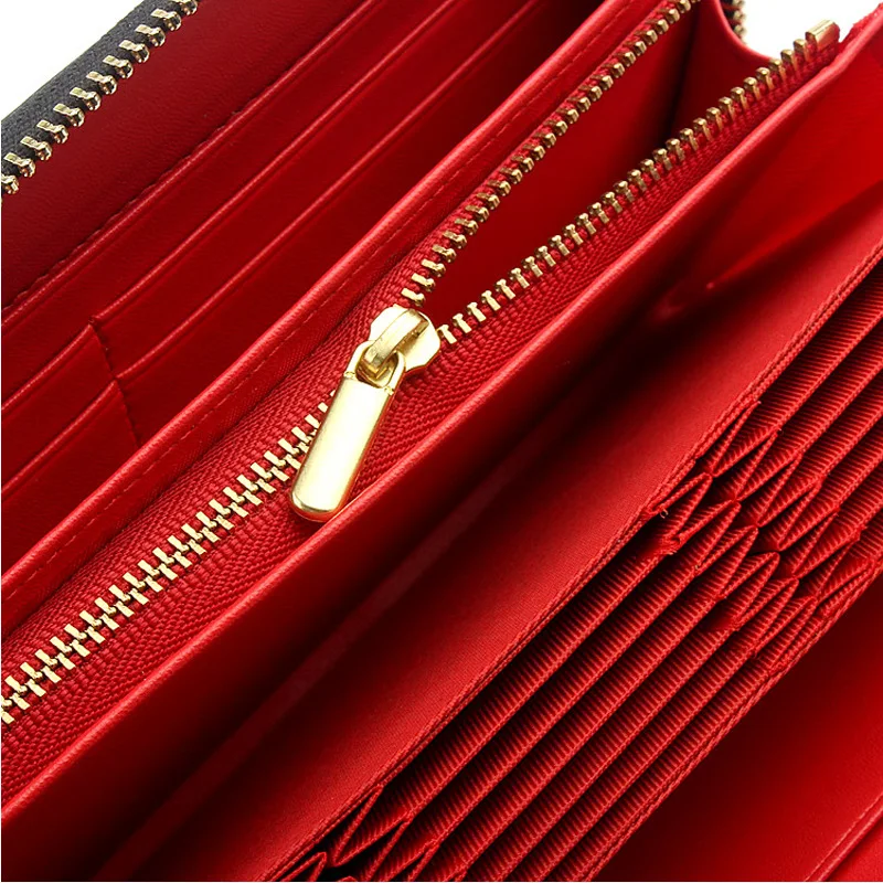 2112  Ladies Travel Purse Zip Around Clutch Wallets Wristlet Blocking PU Leather Women Long Wallet