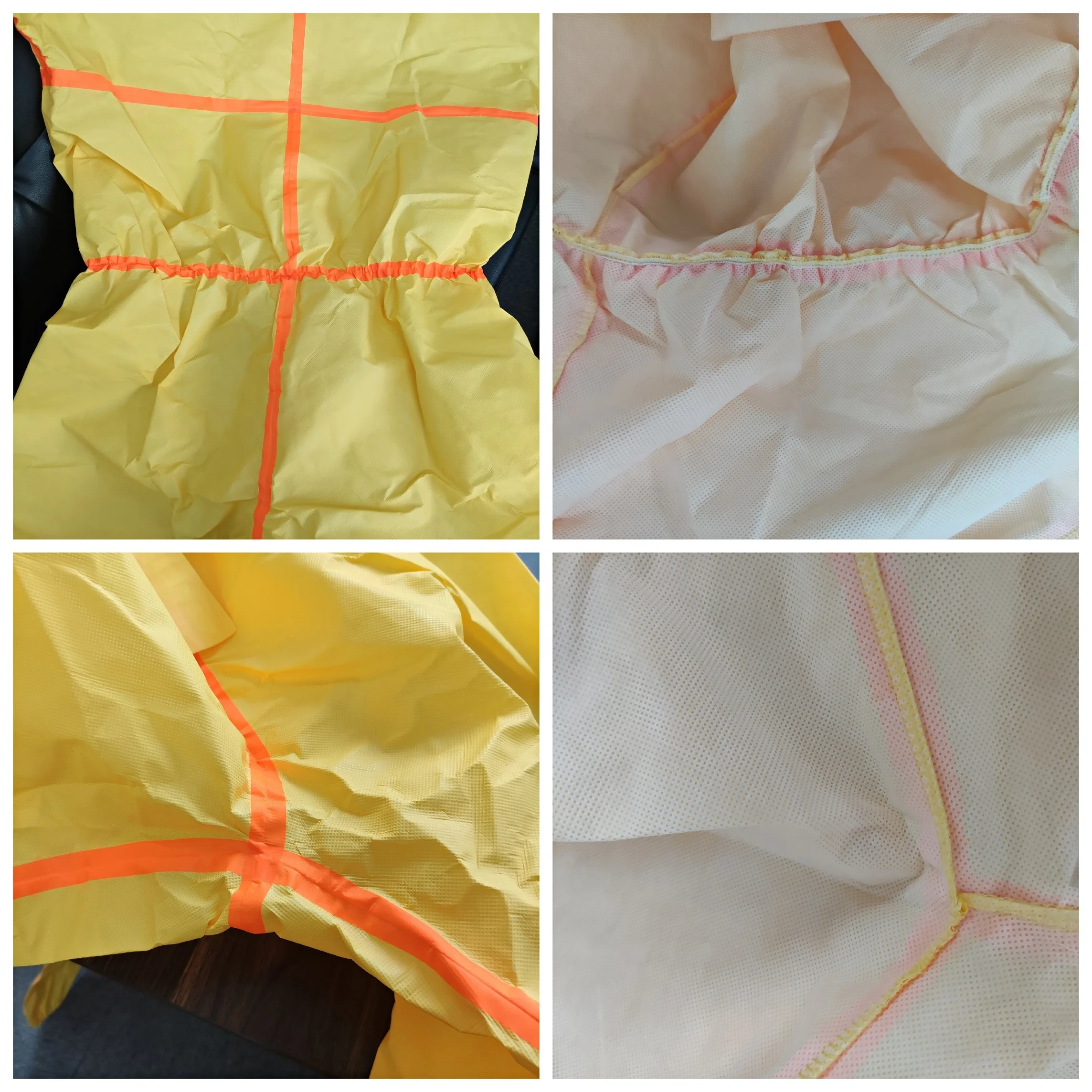 Unisex Scrub Yellow Suits Insulated  Yellow Type 56 SF Safety PPEs Chemical Waterproof Disposable Hazmat Suit Overall Coverall