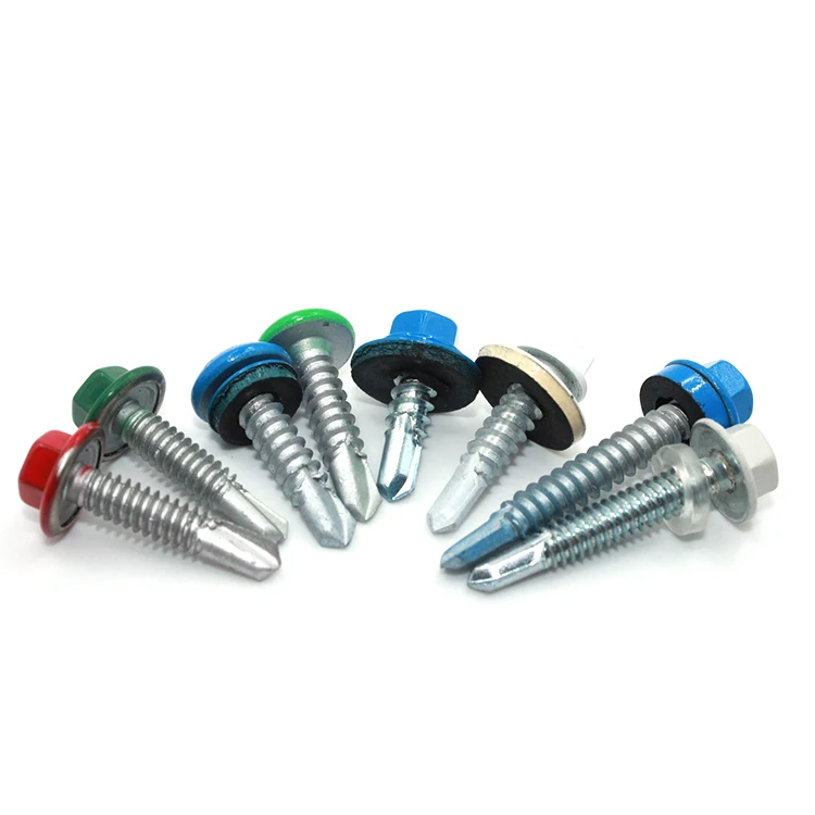 Colorful Galvanized metal roofing screws hex washer head self drilling screw