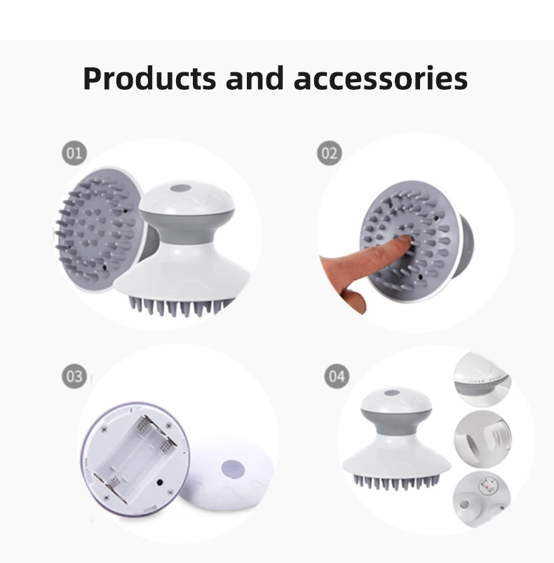 2-1 Waterproof Vibration Portable Kneading Scalp Head Neck Relief Anti-Stress Electric Head Washing & Massager