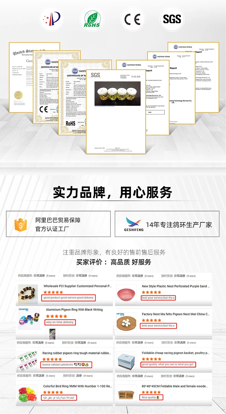 Wholesale Price 2020 Pigeon Supplies Pigions Customize Ring
