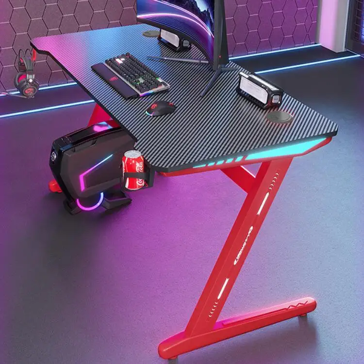 Заводская поставка 1200x600 игровой стол RGB светодиодные фонари для компьютера ПК Рабочий из металла и дерева с безопасной упаковкой