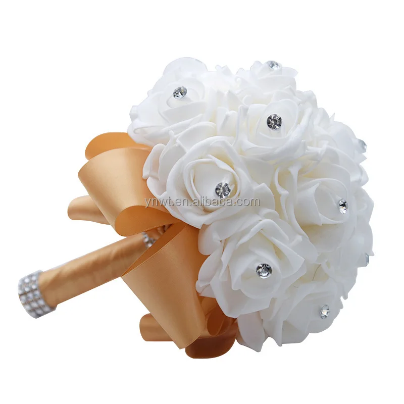 Bridal Foam Rose White Flower Party Bridesmaid decorations Wedding Bridal Bouquet