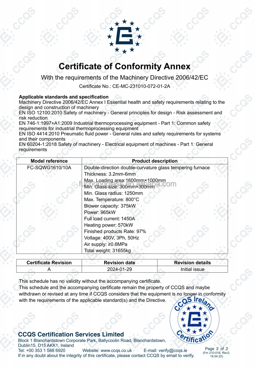 Fuchong FC-SQG Advanced curved Building Glass Tempered Glass Oven Furnace