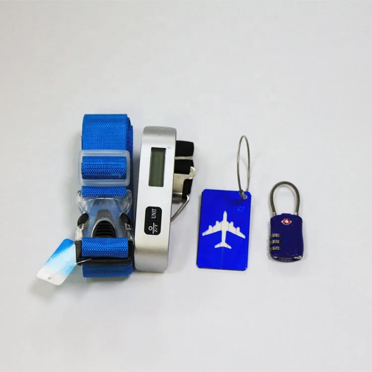 Travel Security Set Digital Luggage Scale Accessories Kit 4 pc Luggage Set With TSA Lock,Suitcase Belts ,Luggage Tag