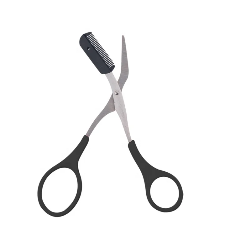 Wholesale Beauty Eyebrow Trimming Scissors Durable Stainless Steel Eyebrow Scissors with Comb