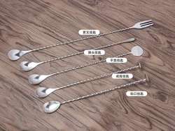 factory stainless steel Twist Stirring stick coffee cocktail bar tool  mixing stirrer spoon Bartender spoon