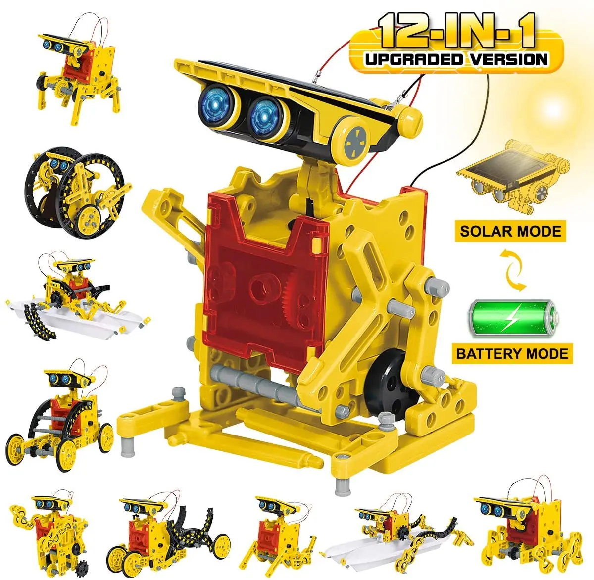 
STEM 12 in 1 Education Solar Robot Toys DIY Building Science Experiment Kit for Kids 2 in 1 Sun Or Battery Powered  (1600080184106)