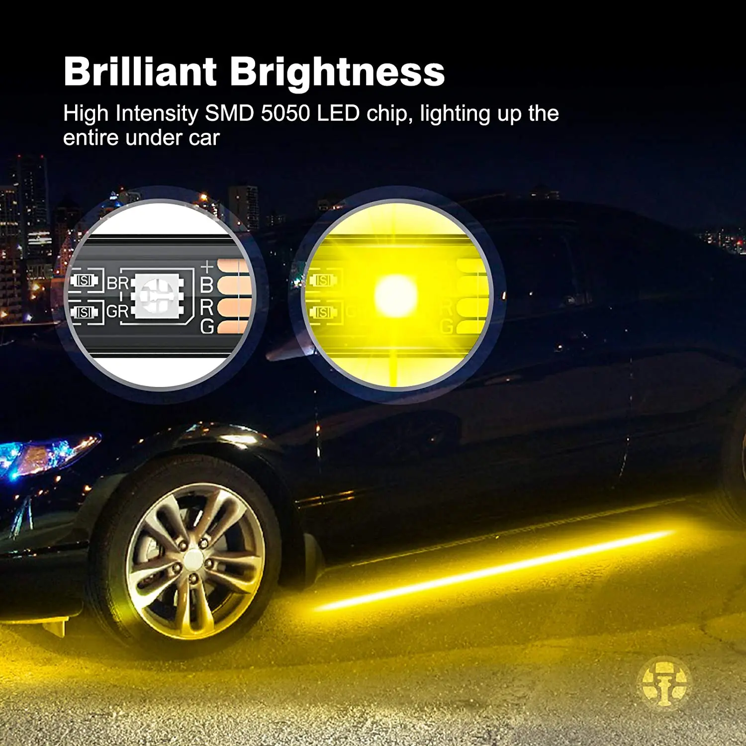 Car Underglow Neon Accent LED Strip Lights App Control RGB Auto Exterior Underbody Decorative Ambient Atmosphere Lamp