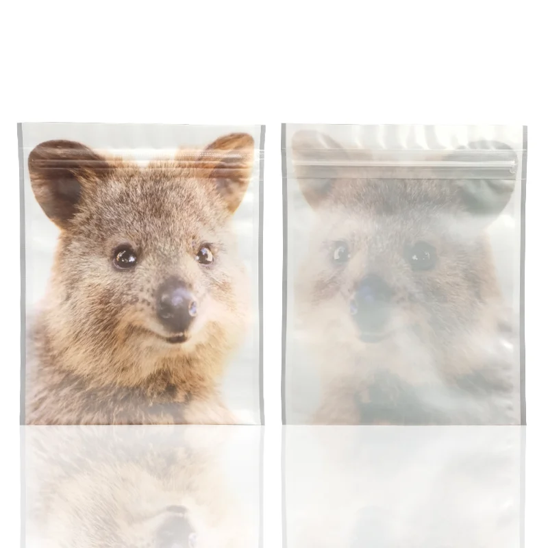 Custom Cute Cat Print Small Mylar Clear Plastic Package Bags Snake Nuts Jerky Chocolate Dried Fruit Bag White Food Standup Pouch