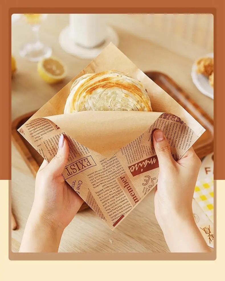 Custom L-Shaped Opening Food Grade Ready-to-Wrap Sandwich Baking Oil-Proof Packaging Triangle Paper Bag with Your Logo