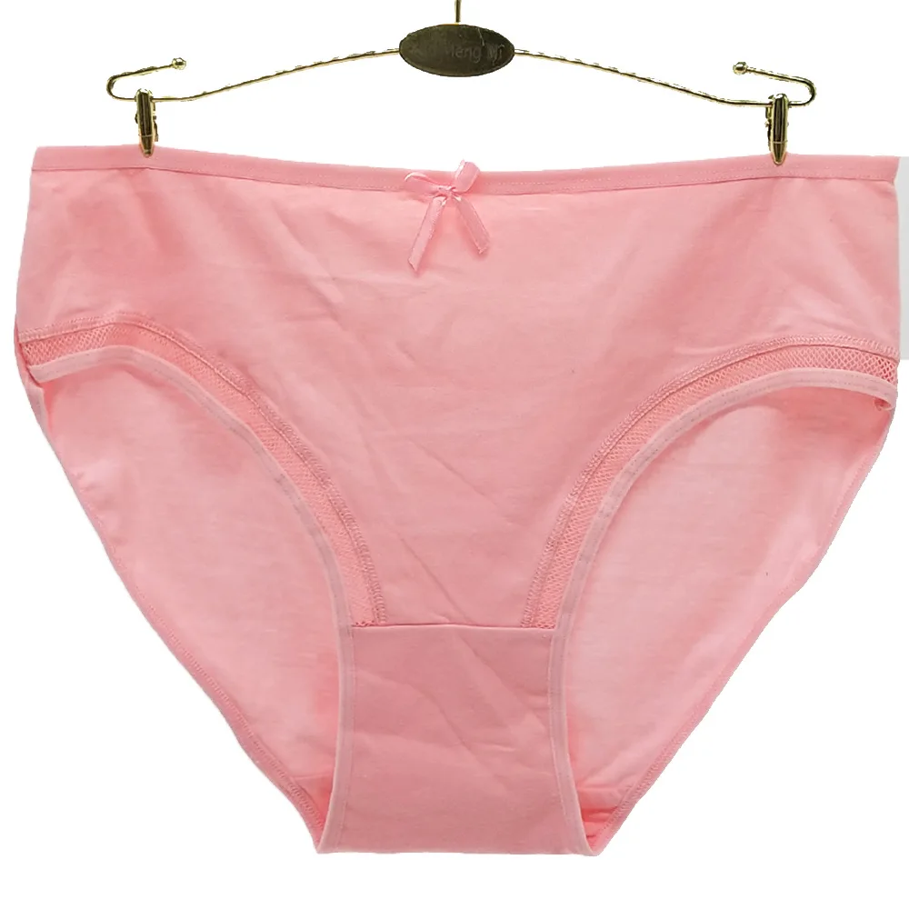 High quality fat women big size underwear 95% cotton plain color panties for big size lady women hot sale