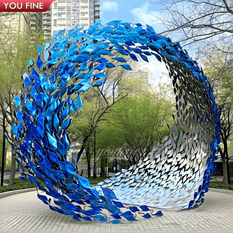 Urban Seaside Metal Stainless Steel Large Fish Sculpture
