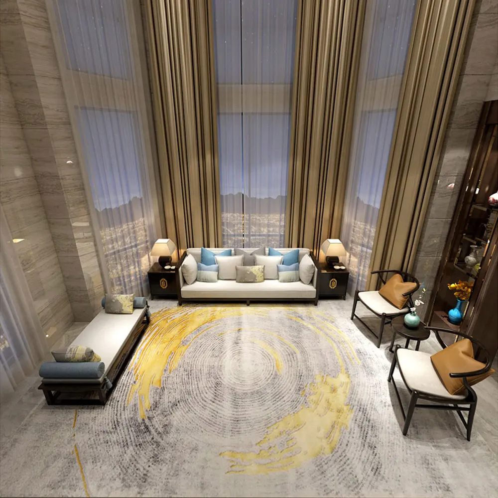 Custom Luxury Nordic Living Room Rugs Gold Luxury Carpet Design Rug Modern Rectangular Area Rug