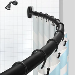 Curved Shower Curtain Rod Adjustable Black 48-72 Inch Wholesale Shower Accessories Rustproof Curved Shower Curtain Poles