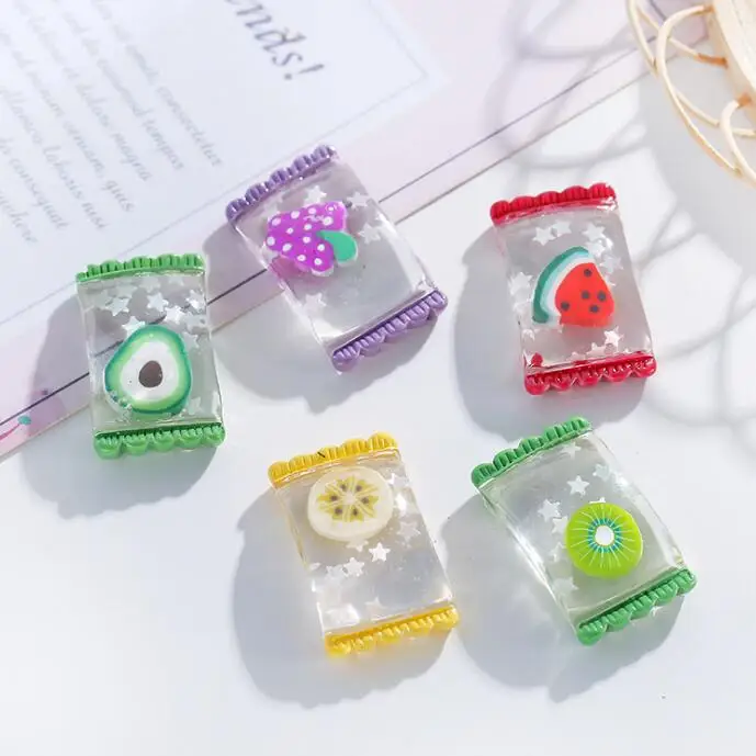 Korea Style Crystal Fruits Candy Resin Charm Kawaii Slime Charms In Promotion