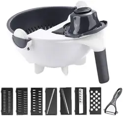 9 in 1 multifunction rotate vegetable cutter shredder grater slicer with drain basket