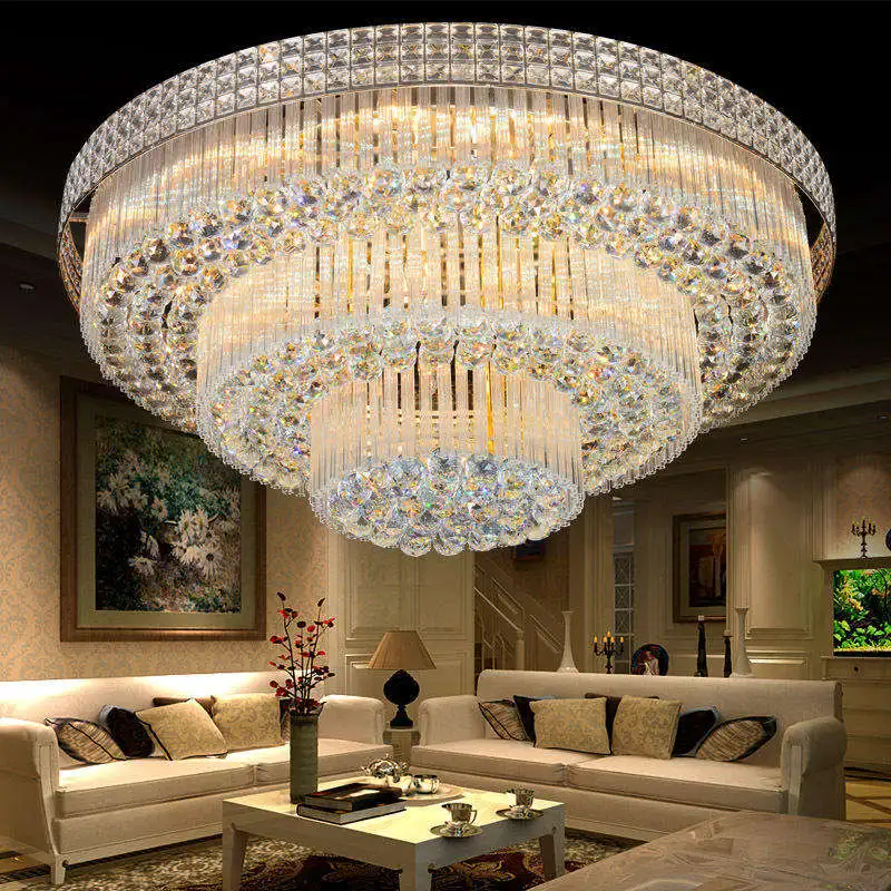 luxury ceiling lighting chandelier lamp living room indoor round large k9 crystal ball ceiling light