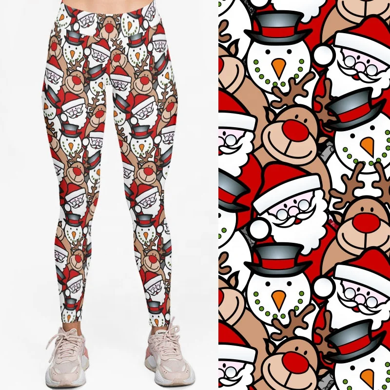 Новое поступление 2021, комплект женских мягких леггинсов с цифровым принтом в виде бабочек, рождественских сантов, снеговиков