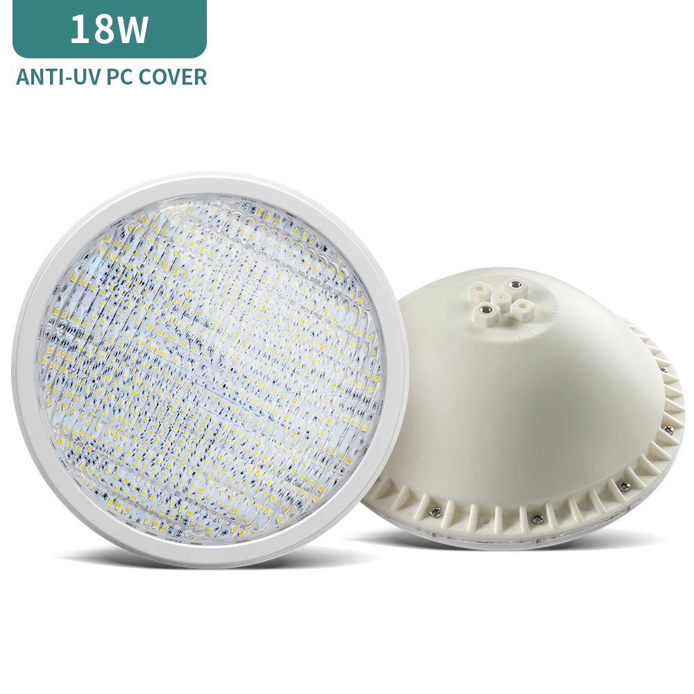 PAR56 18W ABS Material PC Cover LED Underwater Swimming Pool Light IP68 Bulb Lamp For Pond Fountain