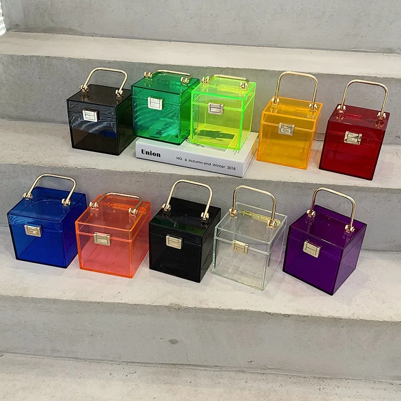  New Arrival Transparent Women Party Clear Acrylic Box Evening Clutch Bag With