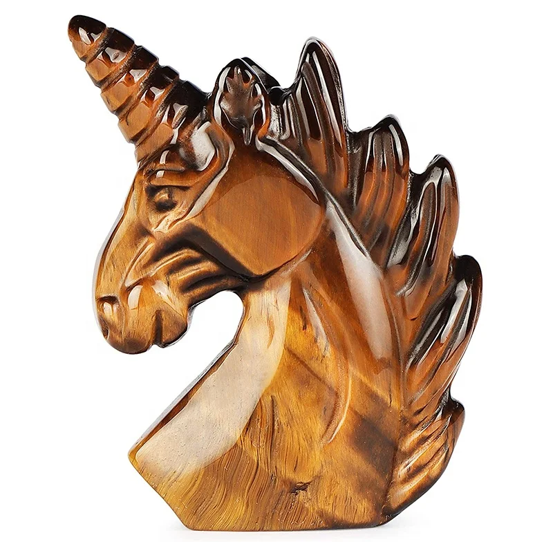 Wholesale Natural Crystal Carving Animal Crystal Unicorn Figures Folk Crafts yellow fluorite Unicorn Statue For Wedding Gifts