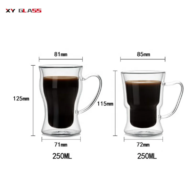 Eco-Friendly lead free old time feature classical double wall glass coffee mug
