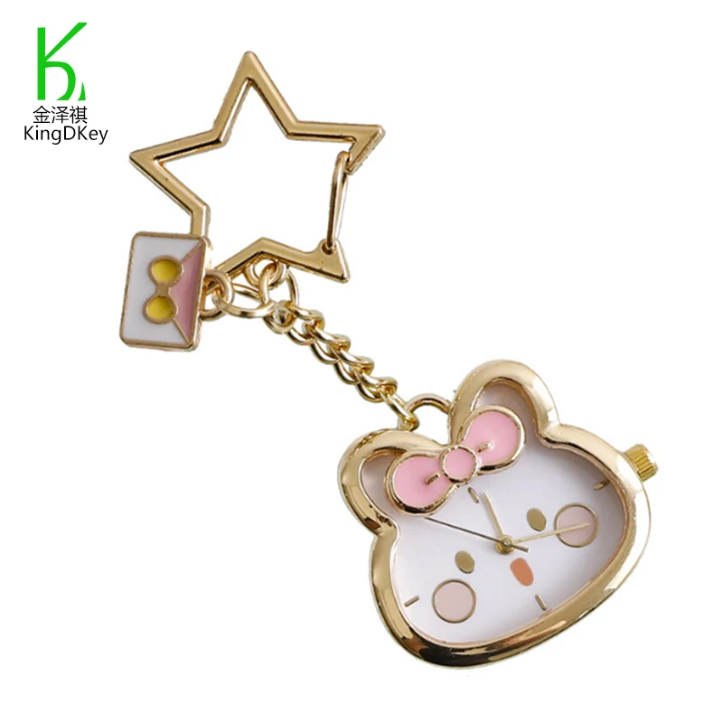 creative keychain pocket watch small cute hello kitty chest watch keychain metal keychain