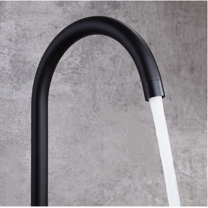 Single Handle Single Hole Matte Black Spring Kitchen Faucet With Faucet Hole Cover Kitchen Sink Faucet For Sink