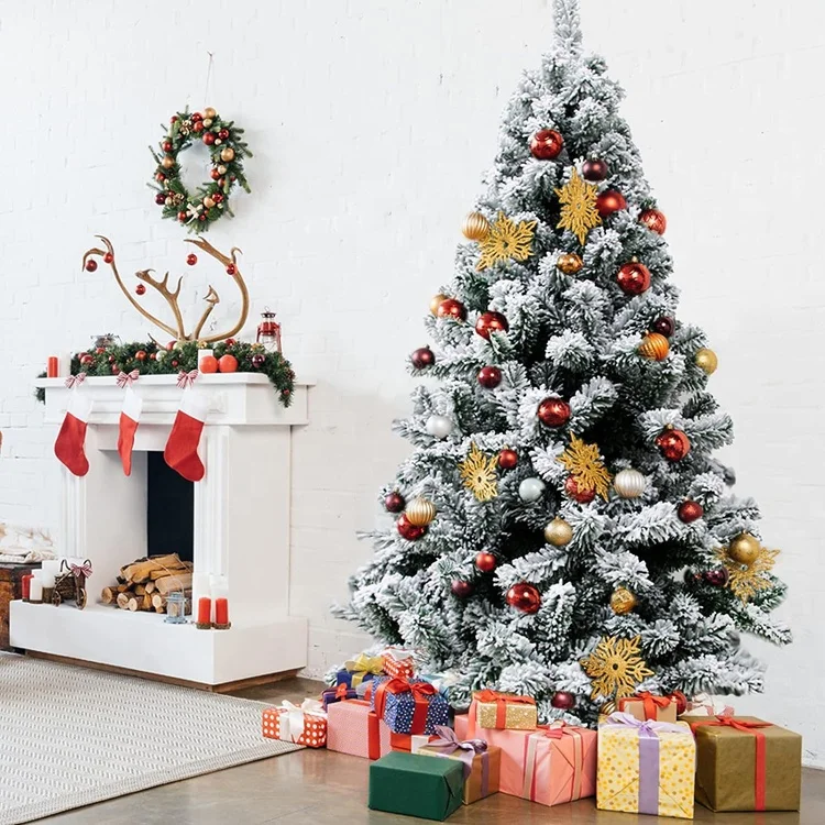 150cm 180cm 210cm 240cm Xmas Tree Flocked Christmas Trees Snow White Artificial Christmas Tree