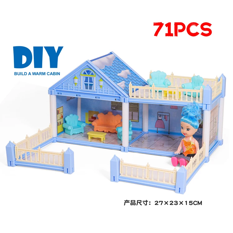 Hot Selling DIY Doll House With Furniture Miniature House Assembling Toys For Kids