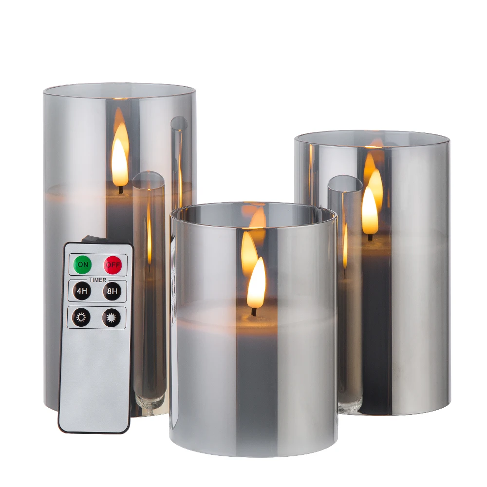 Стеклянная светодиодная Ароматизированная свеча с пультом дистанционного управления для украшения дома Matti
