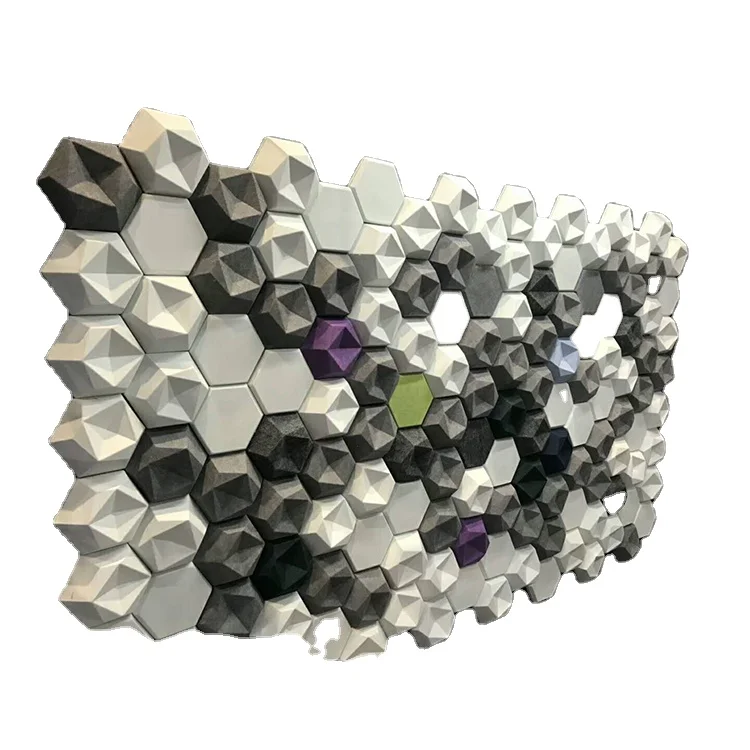 Leeyin 3D hexagon Acoustic Wall Panel Theater Decorative polyester acoustic wall Kindergarten soundproofing panels