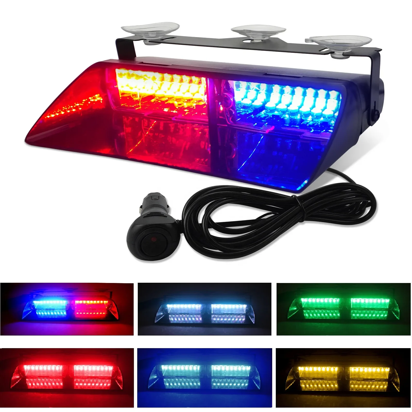 16W Car Windshield LED Strobe Light 12V Waterproof Police-Lights Warning Light Flash Dash Emergency Signal Lamps