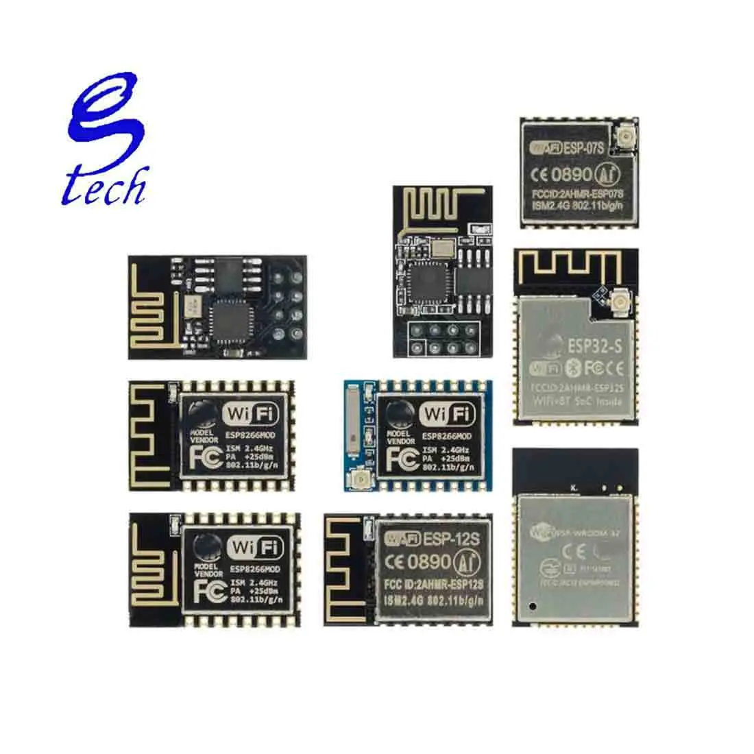 1pcs ESP8266 ESP-01 ESP-01S ESP-07 ESP-07S ESP-12 ESP-12E ESP-12F ESP-32 serial WIFI wireless module wireless transceiver 2.4G