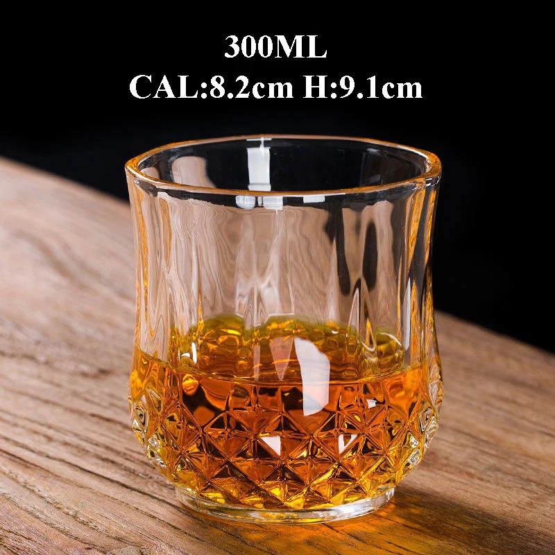 200ml 250ml 300ml Embossed Stemless Clear Lead-free Whiskey Drinking Glasses for Home Bar Restaurant Shot Glass Mug