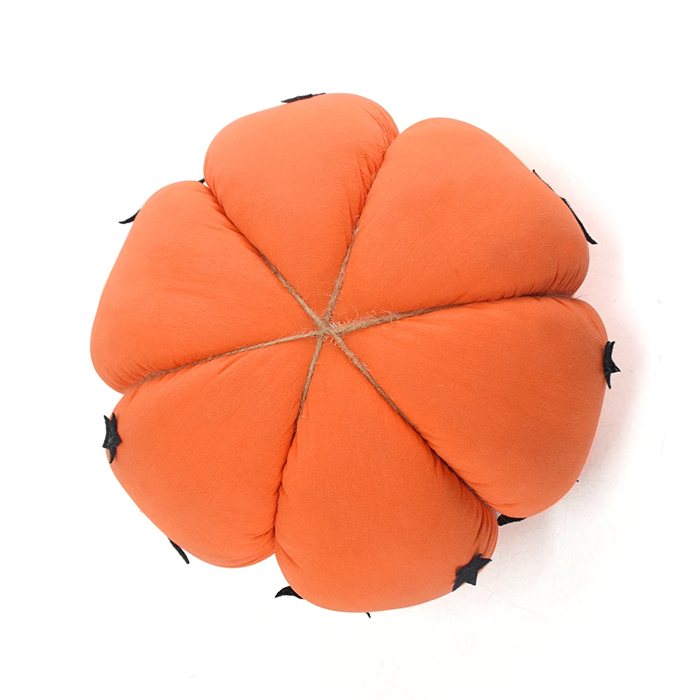 Handmade Pumpkin Figurine Artificial Plush Seasonal Thanksgiving Orange Fabric Halloween Pumpkin with Bat Ornament