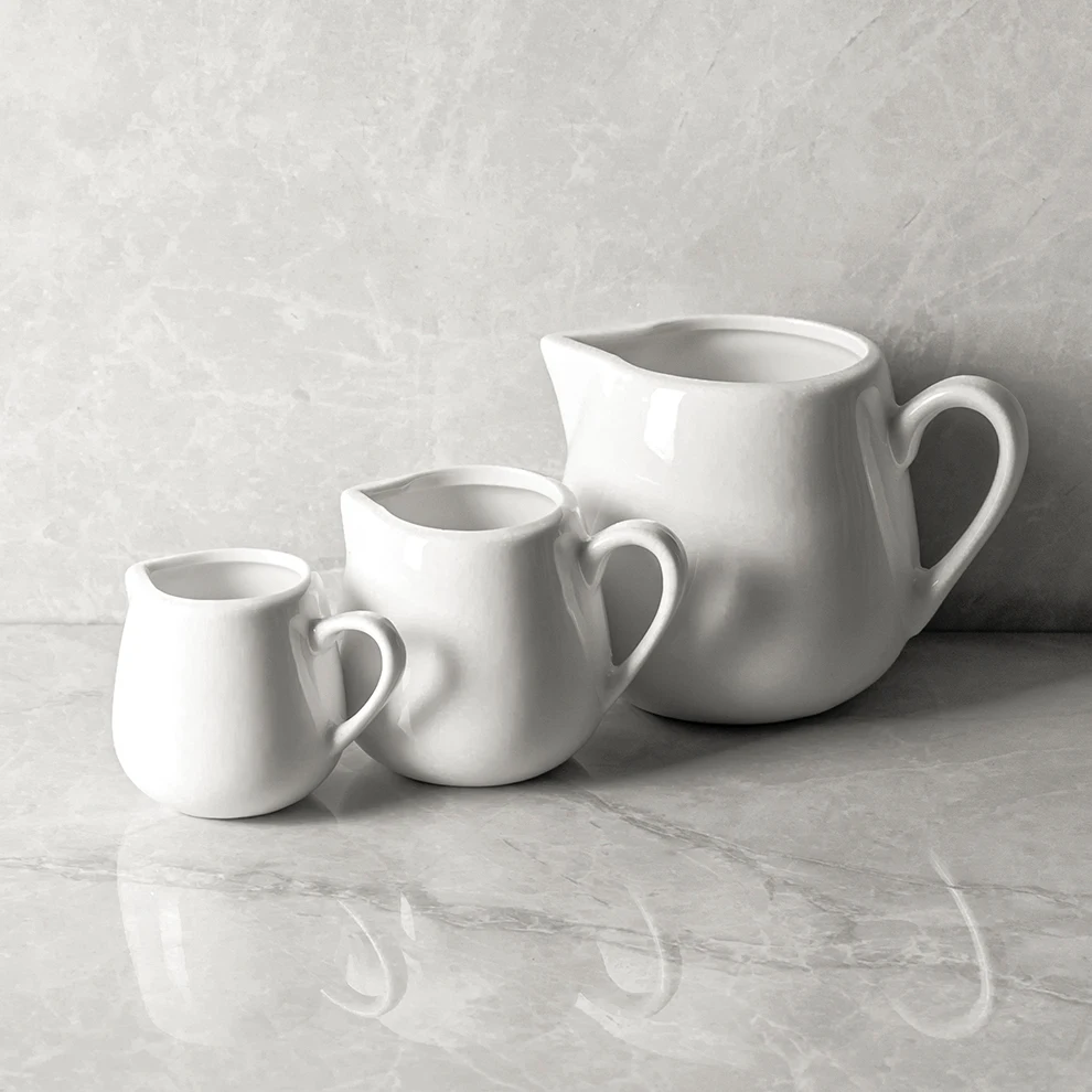 Wholesale White Porcelain Sauce Boat  For Coffee Mini 50ml 90ml  150ml 3OZ  5OZ Milk Jug With Handle Ceramic Sugar Jug
