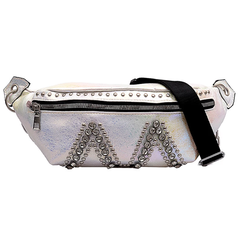 Wholesale Sequin Fashion Cool Women Purses Pu Handbags Crossbody Fanny Packs Leather Waist Pack