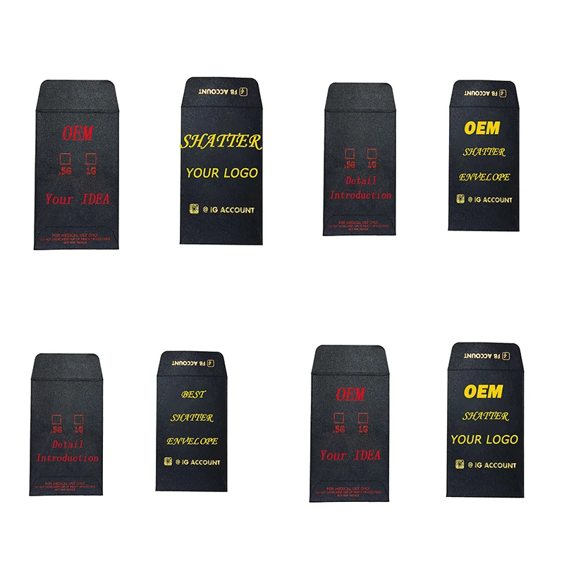 New Custom  Printing Gold Foil Logo Gift Paper Envelope Coin Shatter Envelopes Concentrate Custom Mini Envelopes