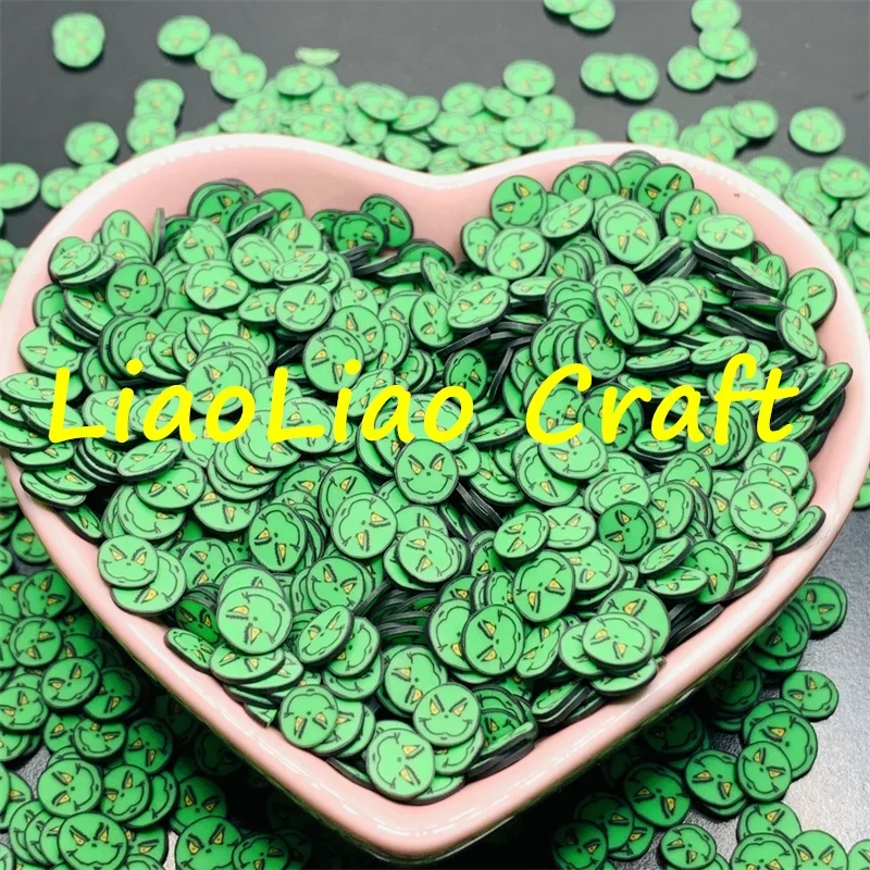 500g Mixed polymer clay Christmas Series Halloween Green monster slices for nail art decals DIY Crafts Slime Filling Accessories